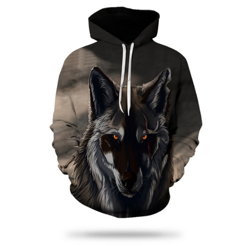3D Wolf Print Hoodie
