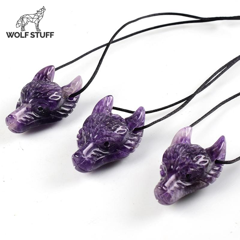 Amethyst Wolf Necklace