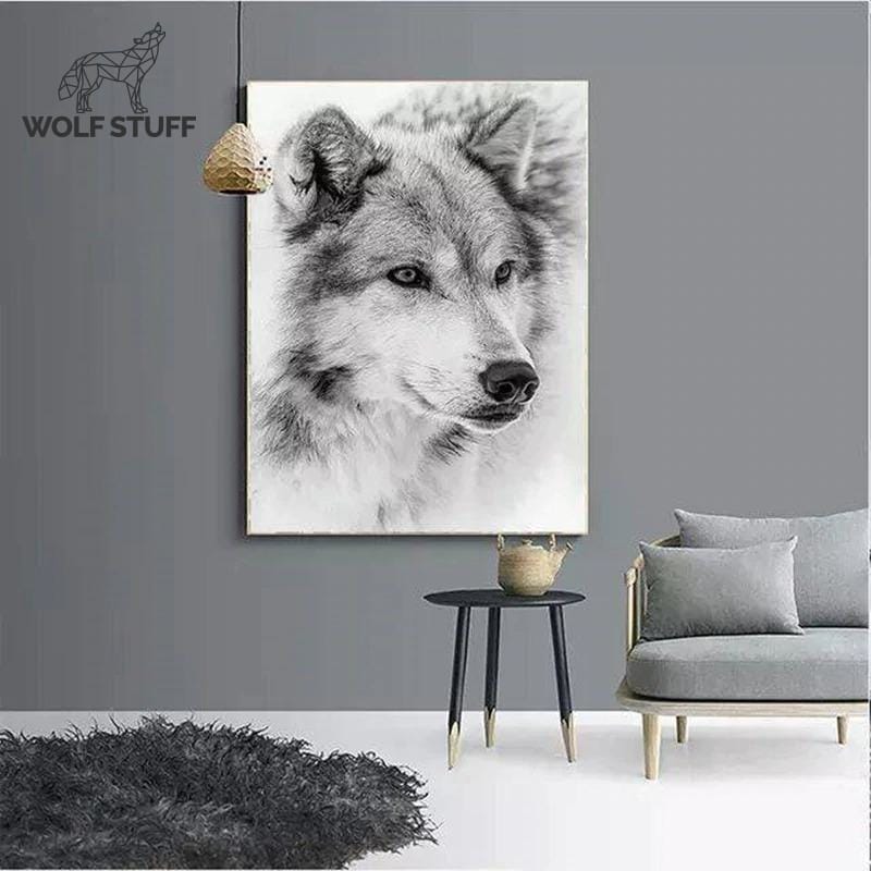 Black and white wolf poster