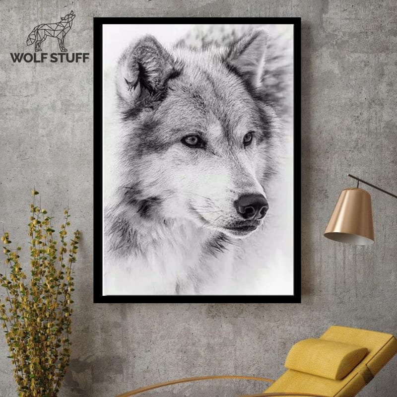 Black and white wolf poster