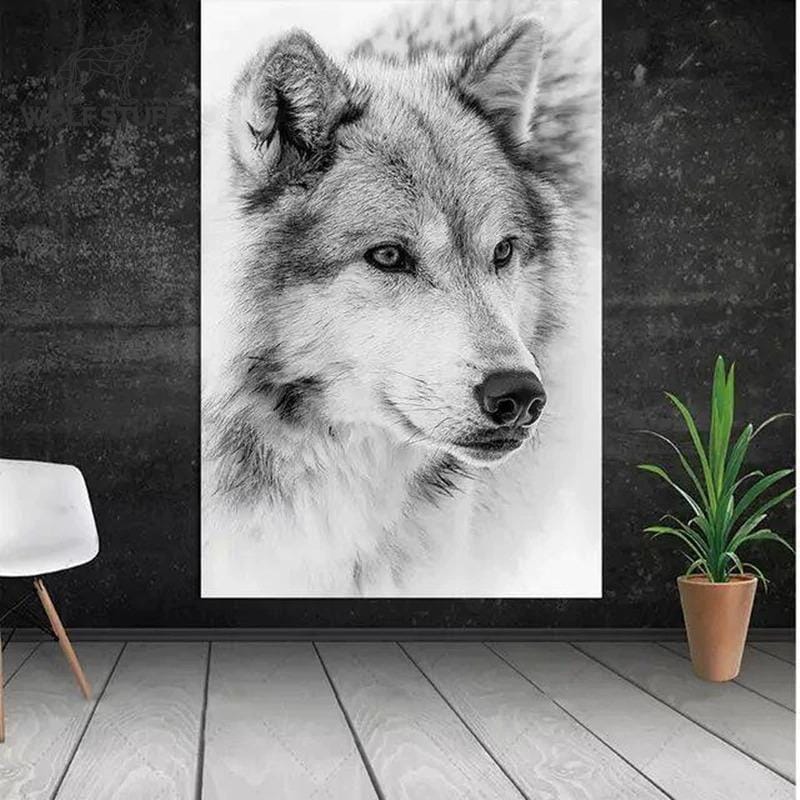 Black and white wolf poster