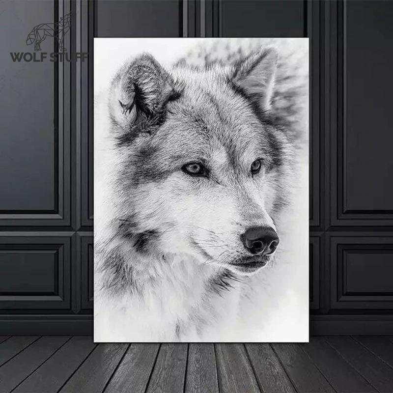 Black and white wolf poster