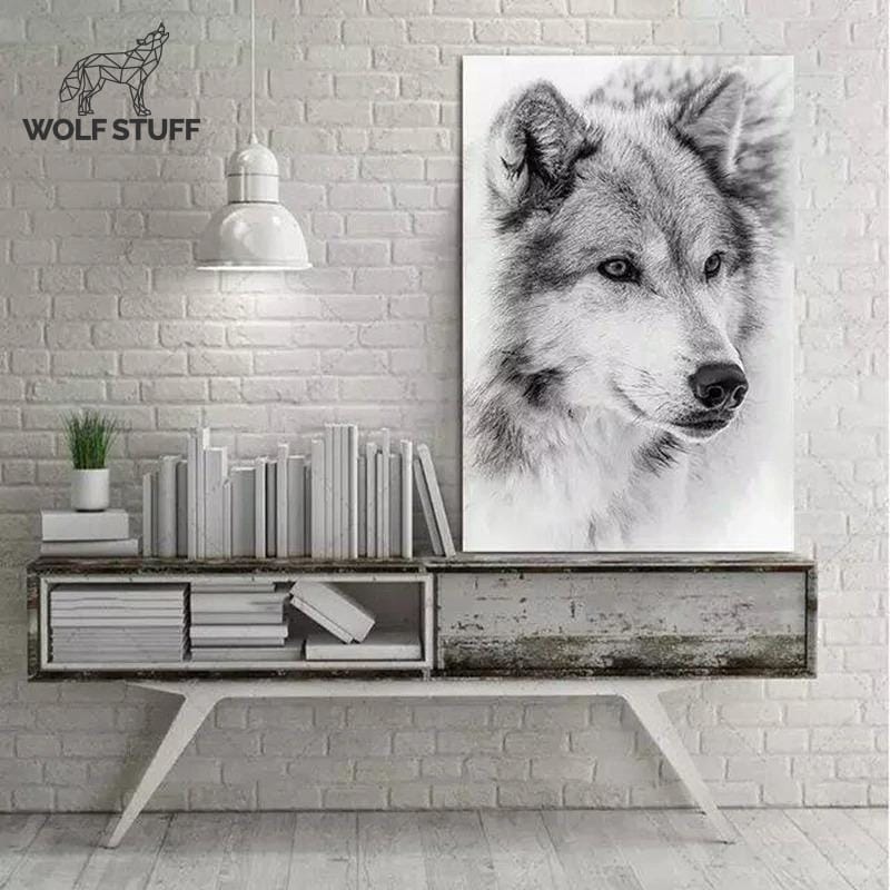 Black and white wolf poster
