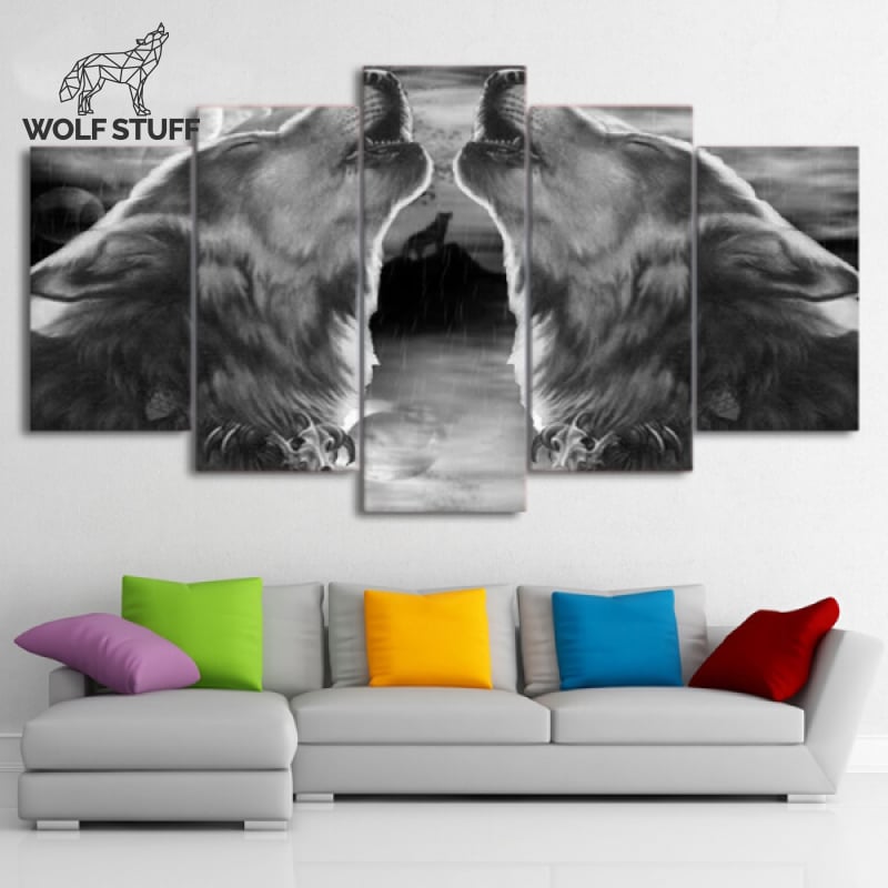 Black and white wolf wall art