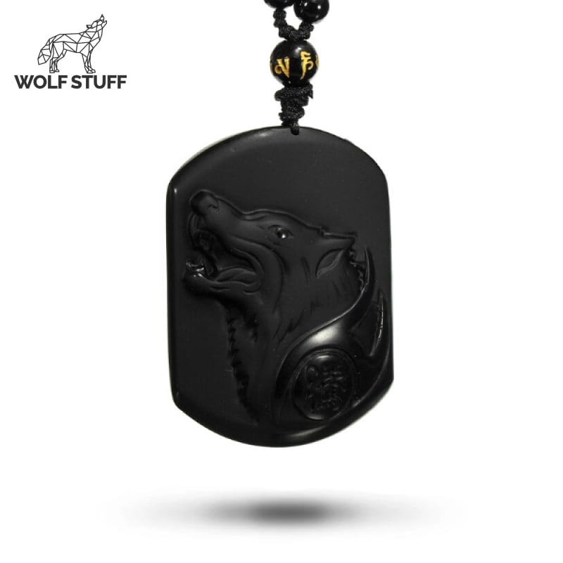 Black Obsidian Wolf Necklace