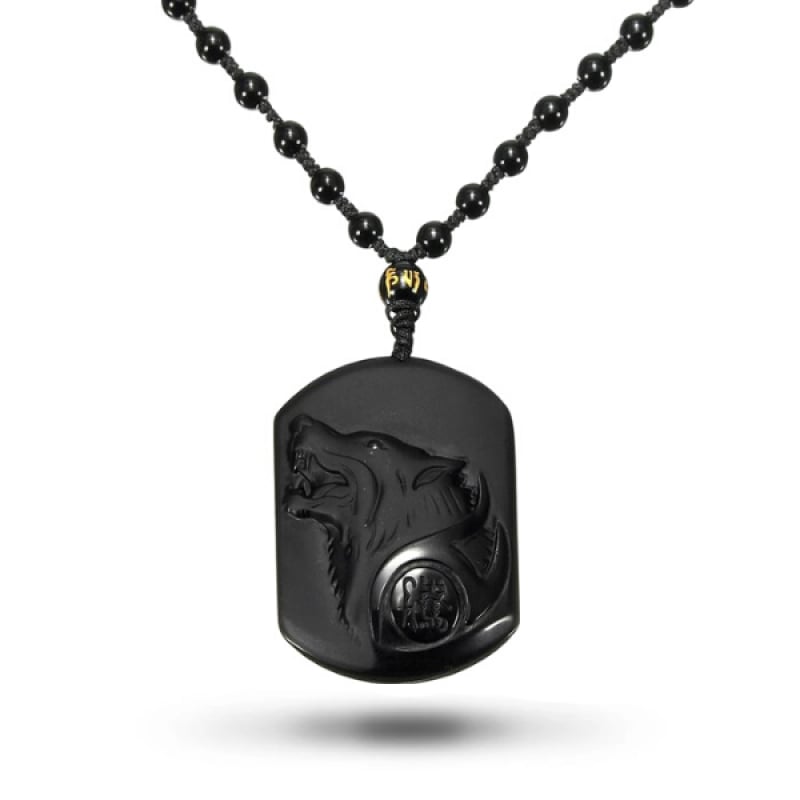 Black Obsidian Wolf Necklace