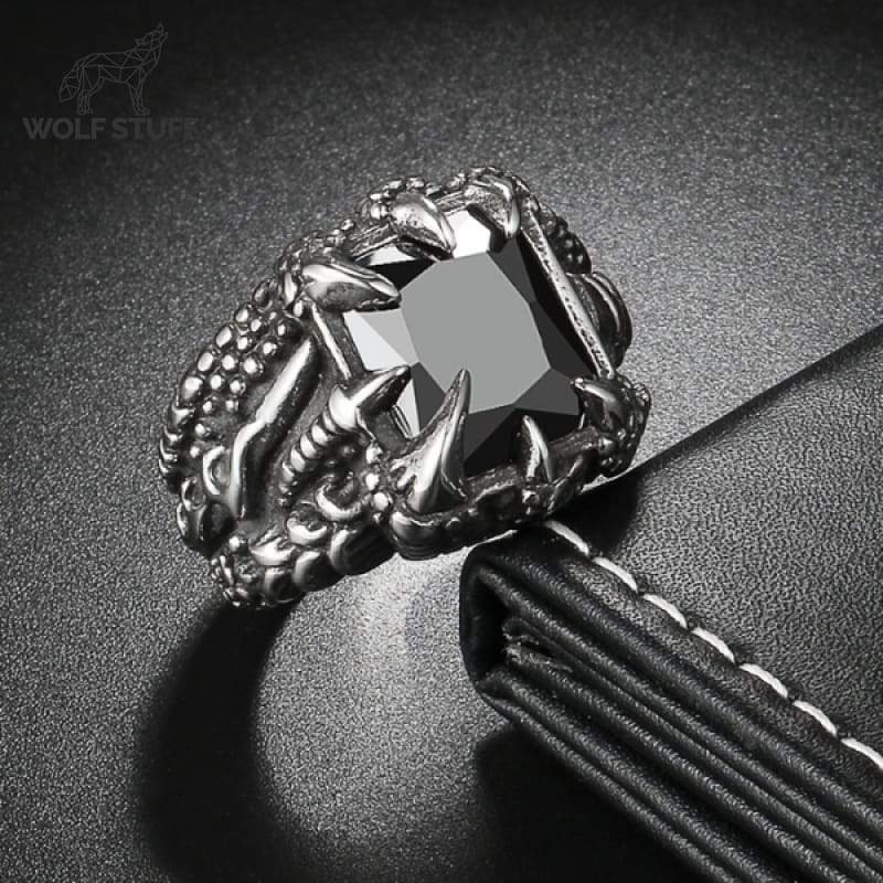 Black Onyx Wolf Ring