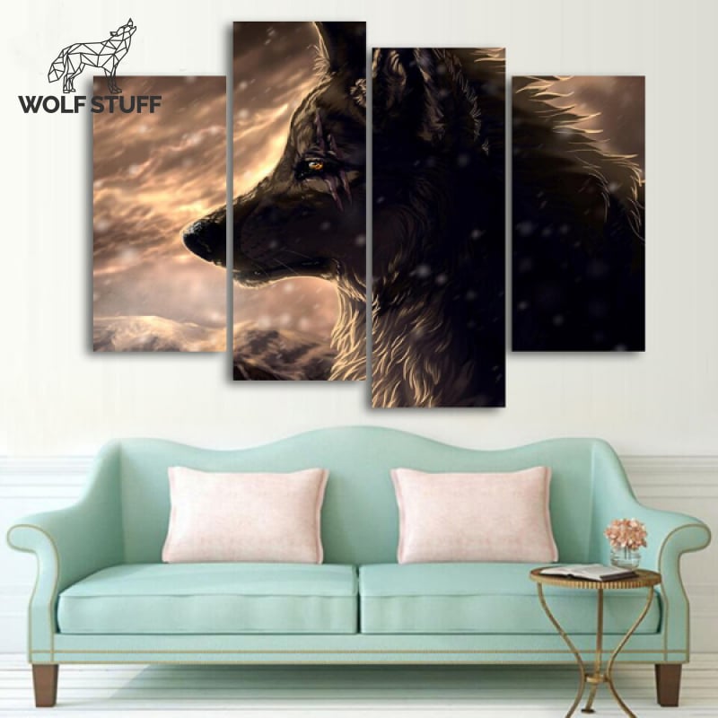 Black wolf wall art
