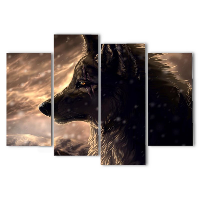 Black wolf wall art