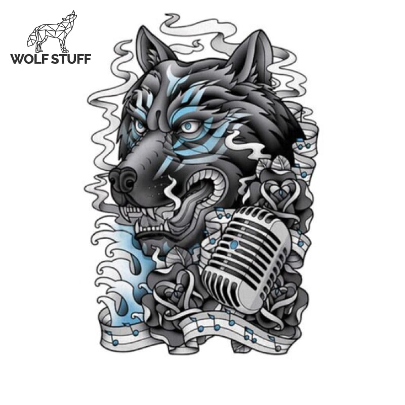 Cartoon wolf tattoo