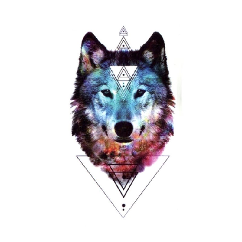 Colorful wolf tattoo