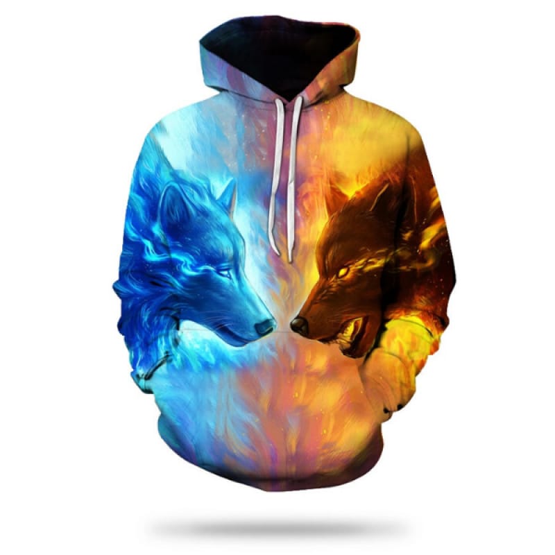 Fire and Ice Wolf Hoodie