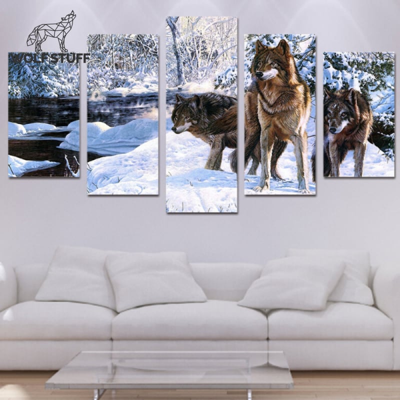 Framed wolf wall art