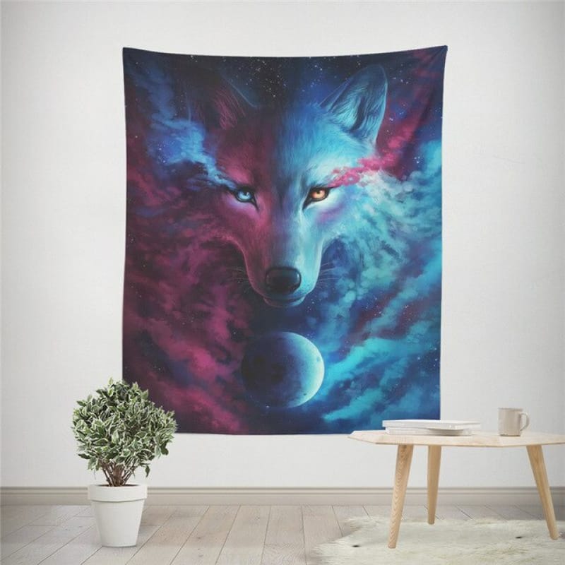 Galaxy wolf tapestry