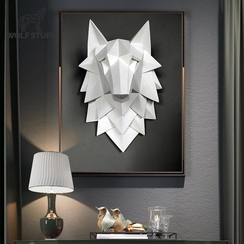 Geometric wolf statue