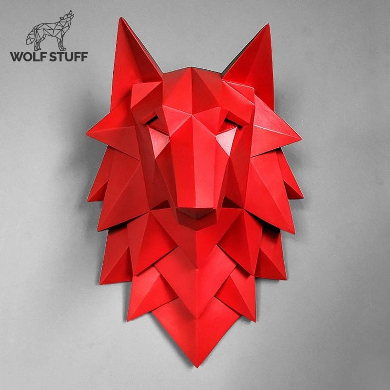 Geometric wolf statue