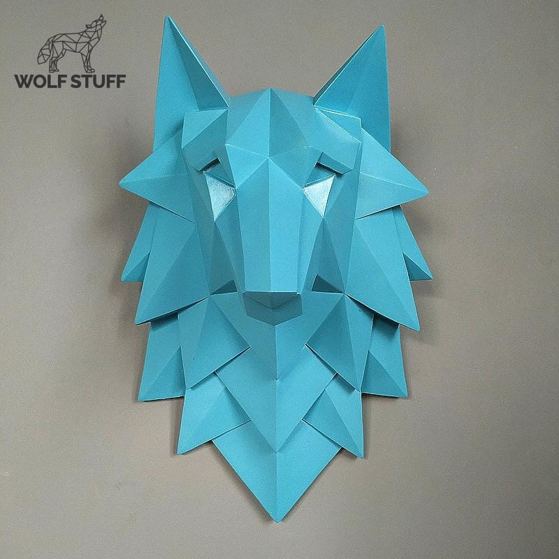 Geometric wolf statue