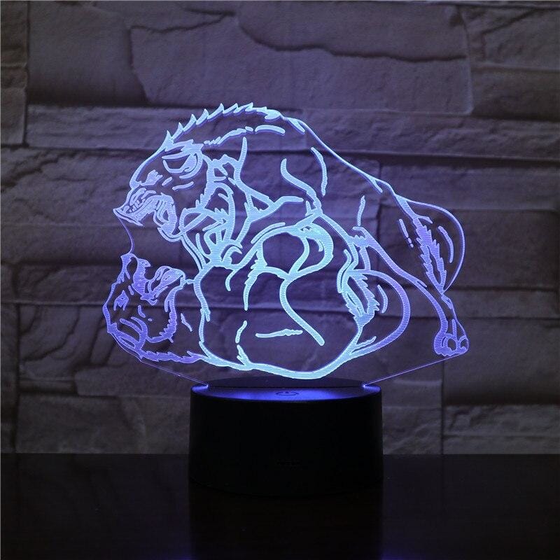 Glass Touch Wolf Lamp