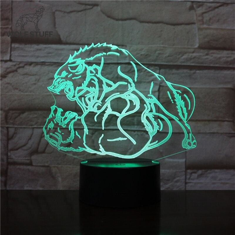 Glass Touch Wolf Lamp