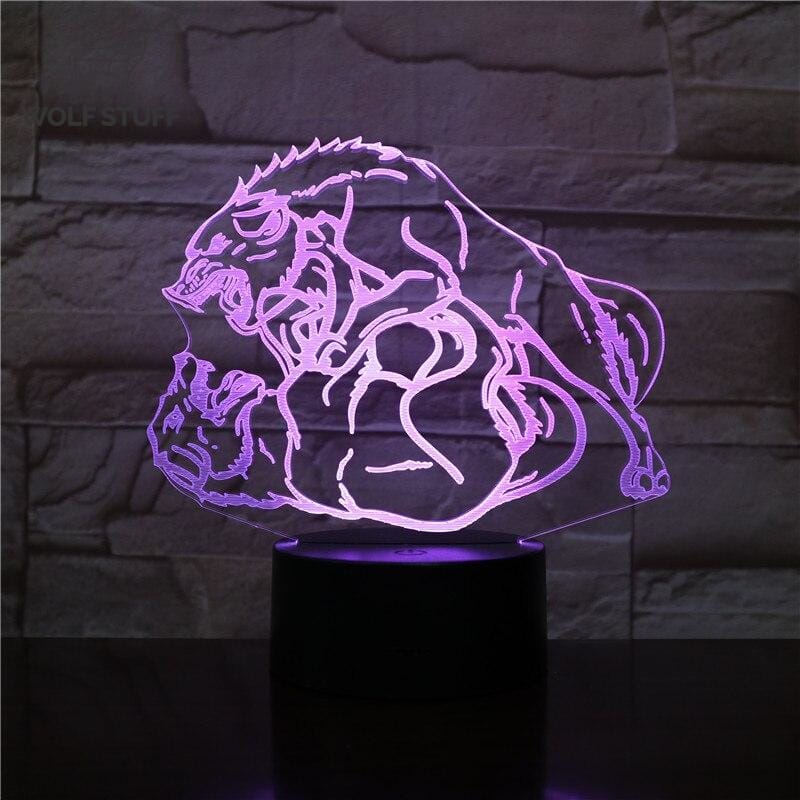 Glass Touch Wolf Lamp