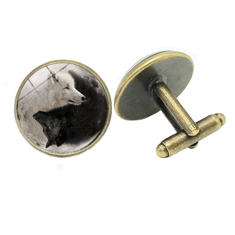 Gold wolf cufflinks