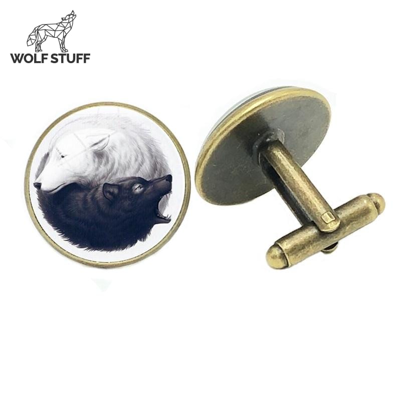 Gold wolf cufflinks