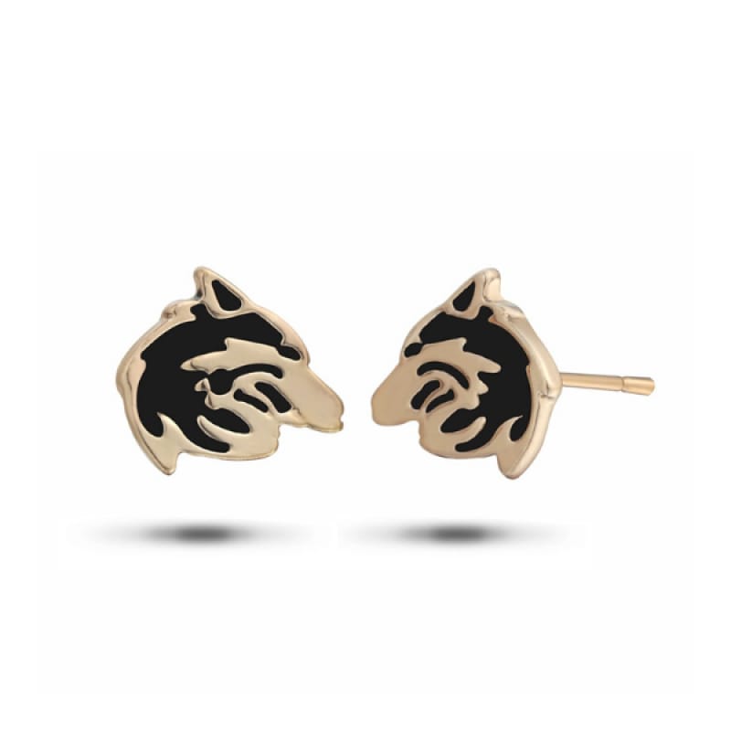 Gold Wolf Earrings