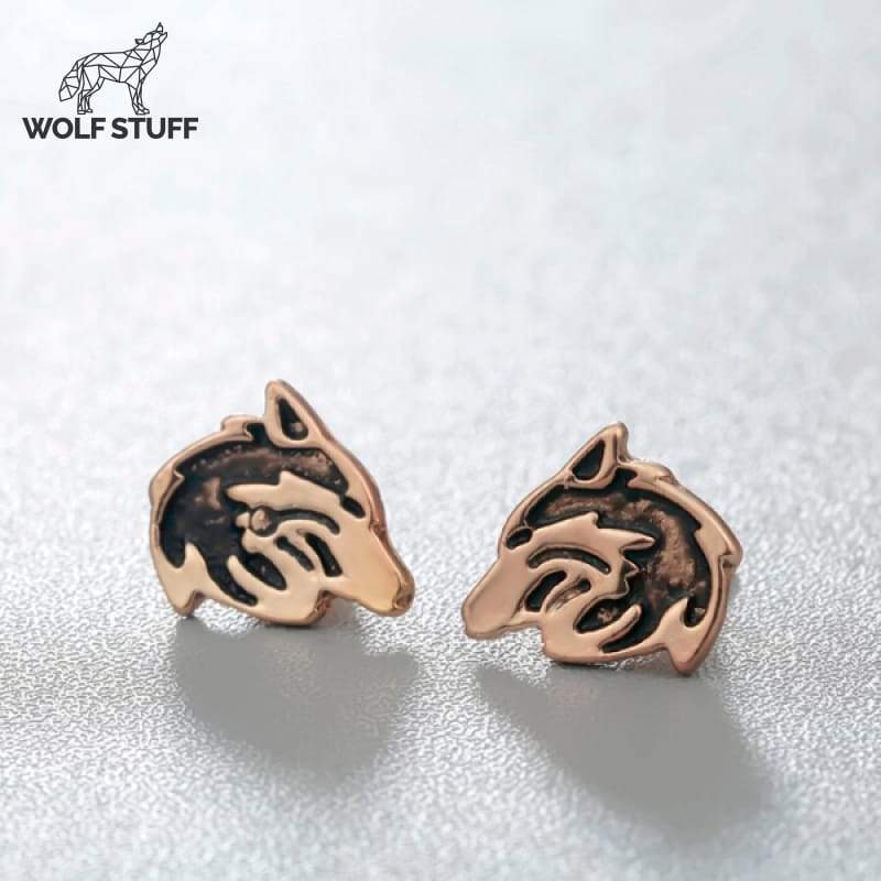 Gold Wolf Earrings