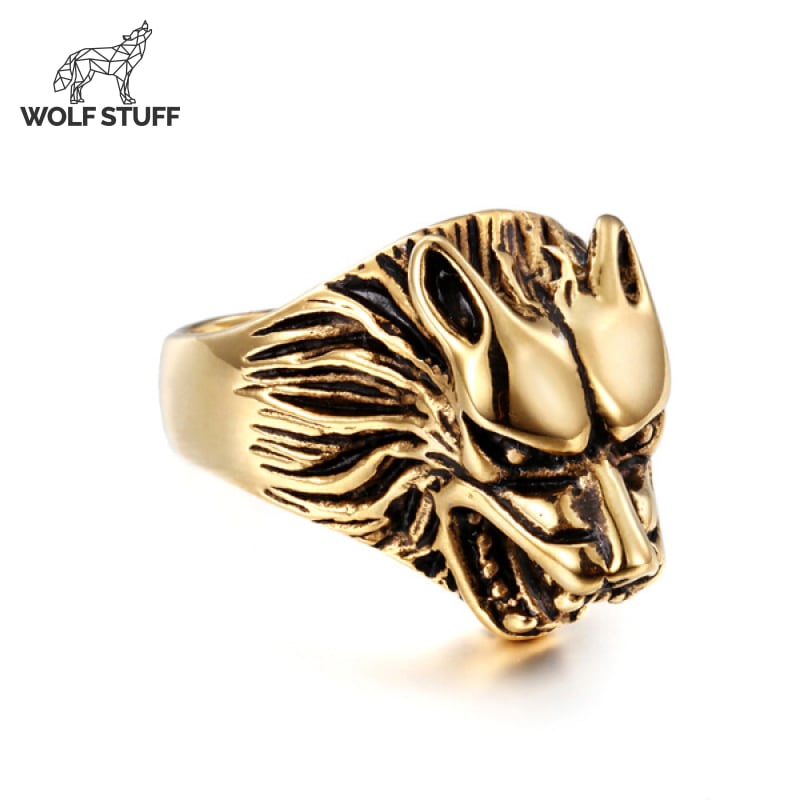 Gold Wolf Ring