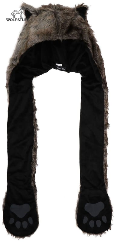 Gray wolf fur hat