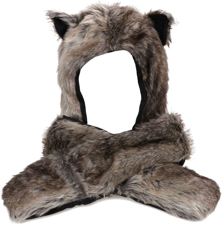 Gray wolf fur hat