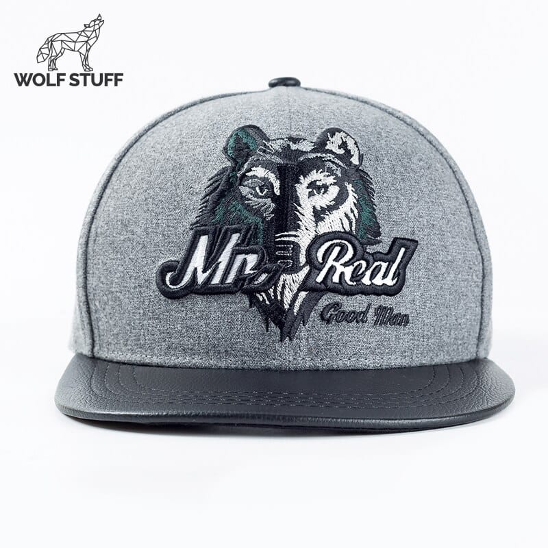 Hat with wolf on it