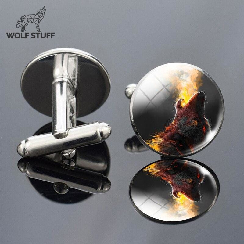 Howling wolf cufflinks