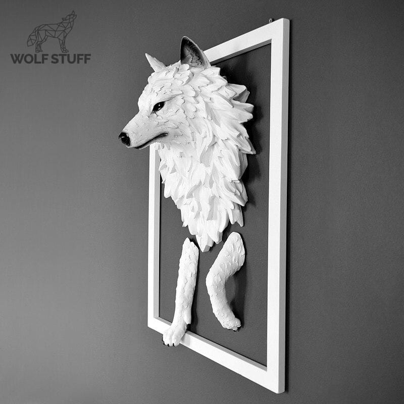 Large wolf statue