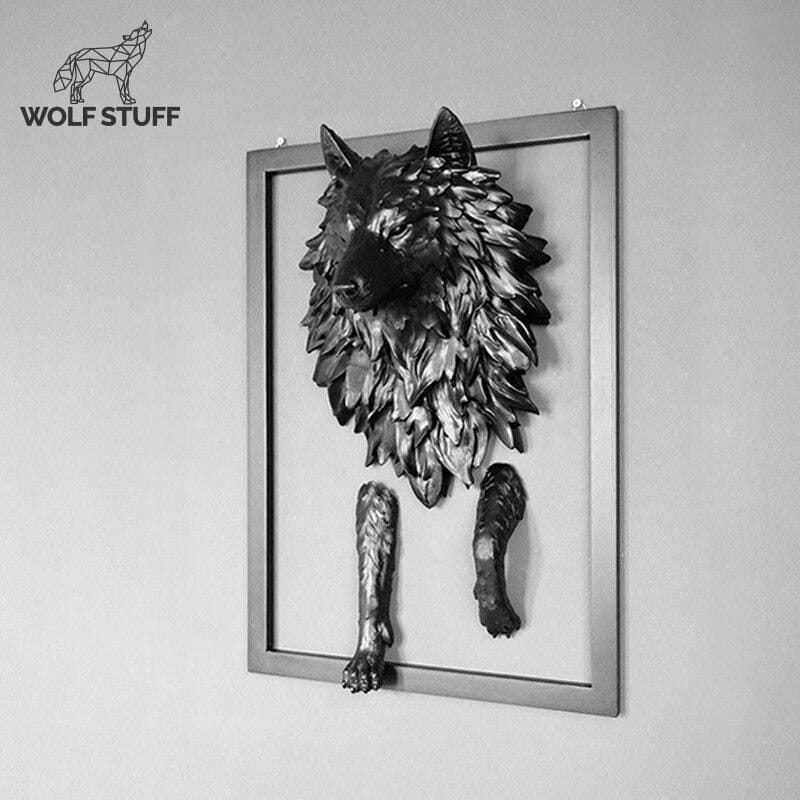 Large wolf statue
