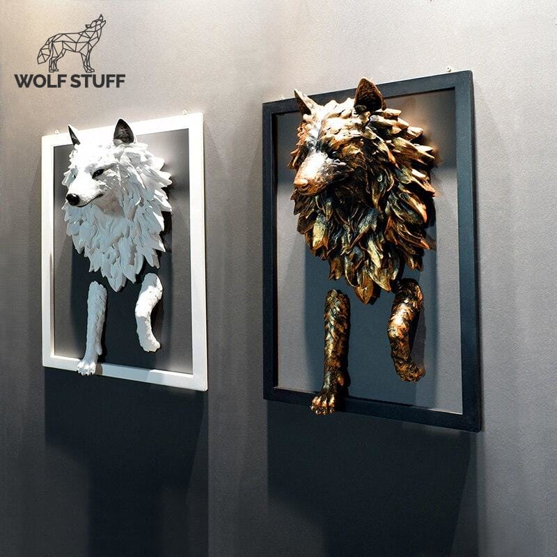 Large wolf statue