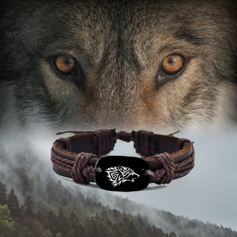 Leather Wolf Bracelet