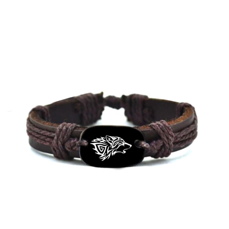 Leather Wolf Bracelet