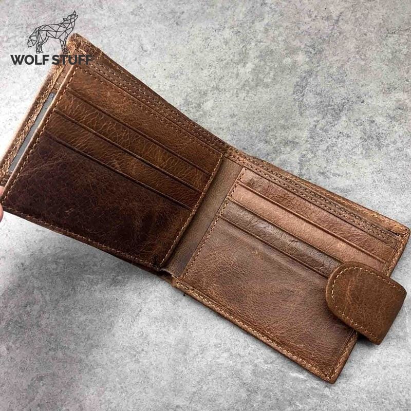 Mens leather wolf wallet