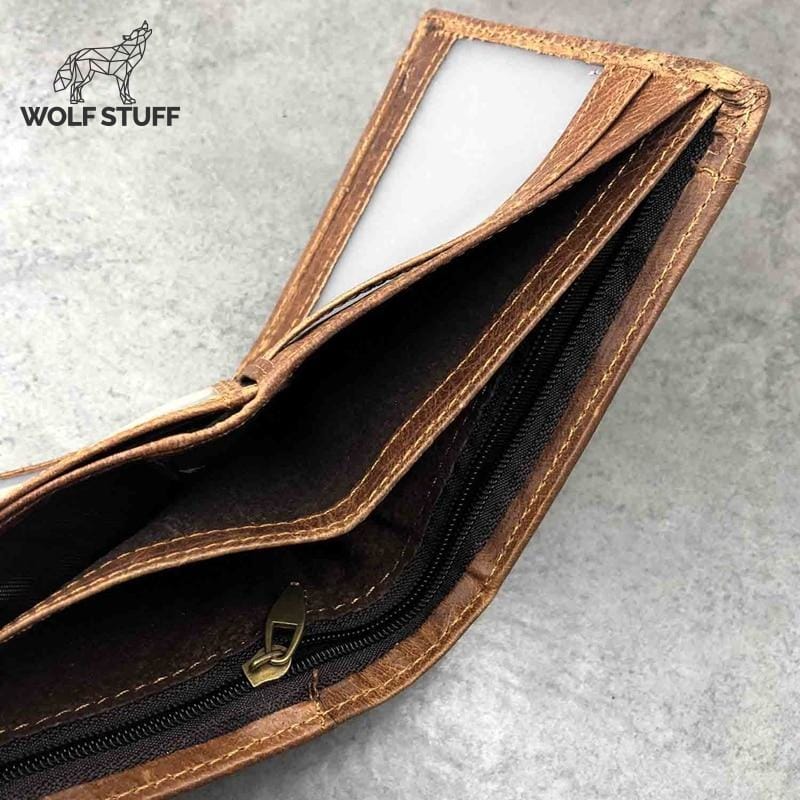 Mens leather wolf wallet