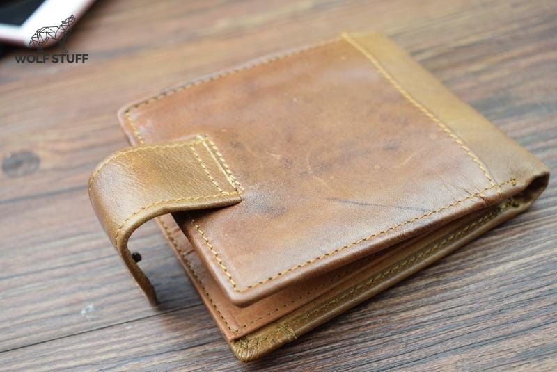 Mens leather wolf wallet