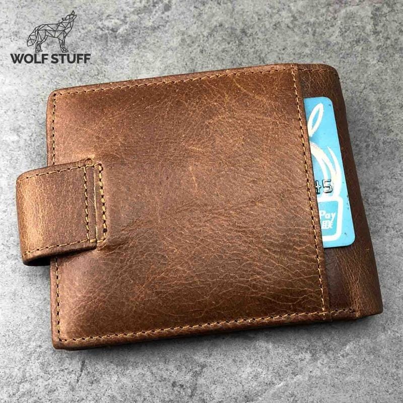 Mens leather wolf wallet