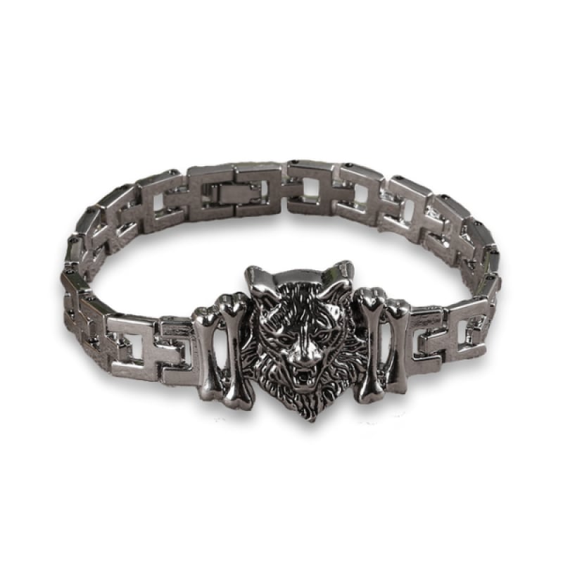 Mens Silver Wolf Bracelet