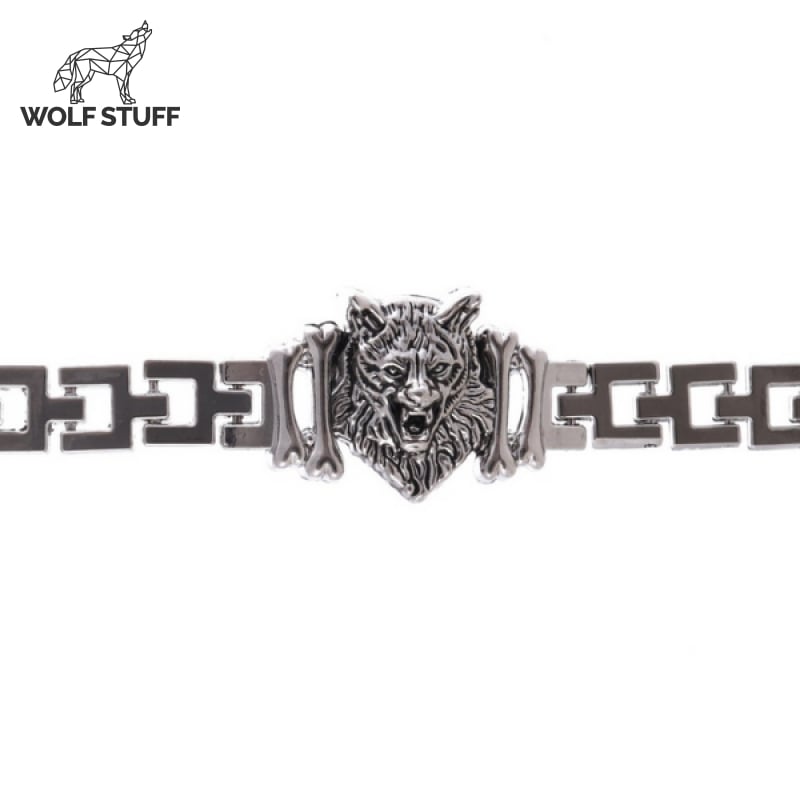 Mens Silver Wolf Bracelet