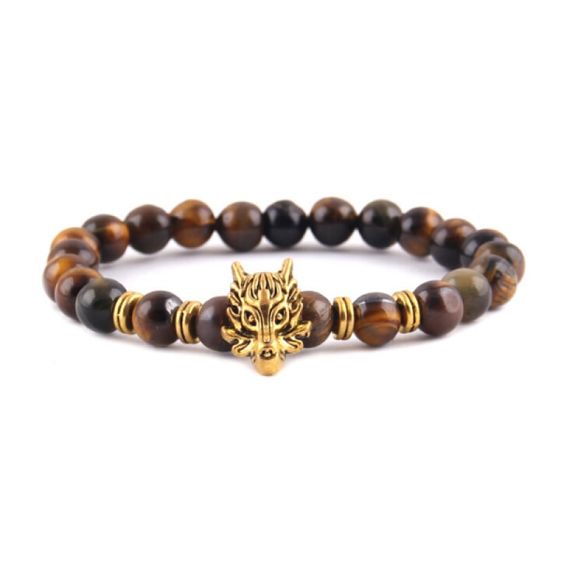 Mens Tiger Eye Bead Bracelet