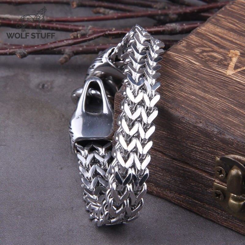 Mens Wolf Head Bracelet