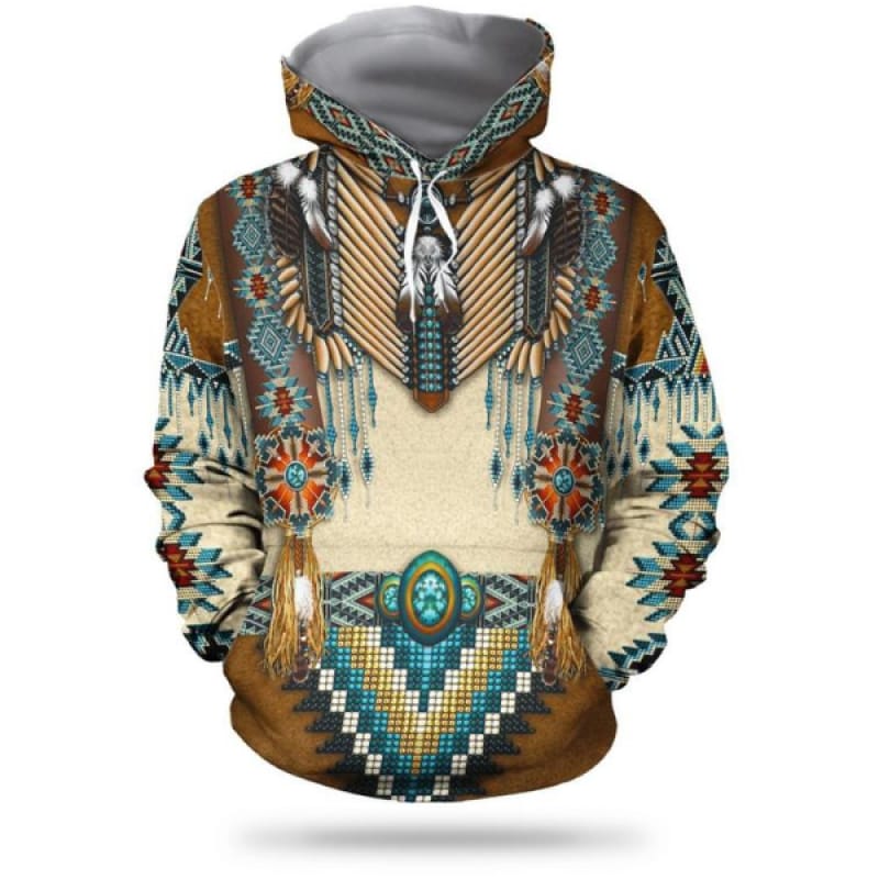 Felpa Uomo Nativi Americani Western | Motivo Indiano Blu | Russell Pullover Retro - Foto 6