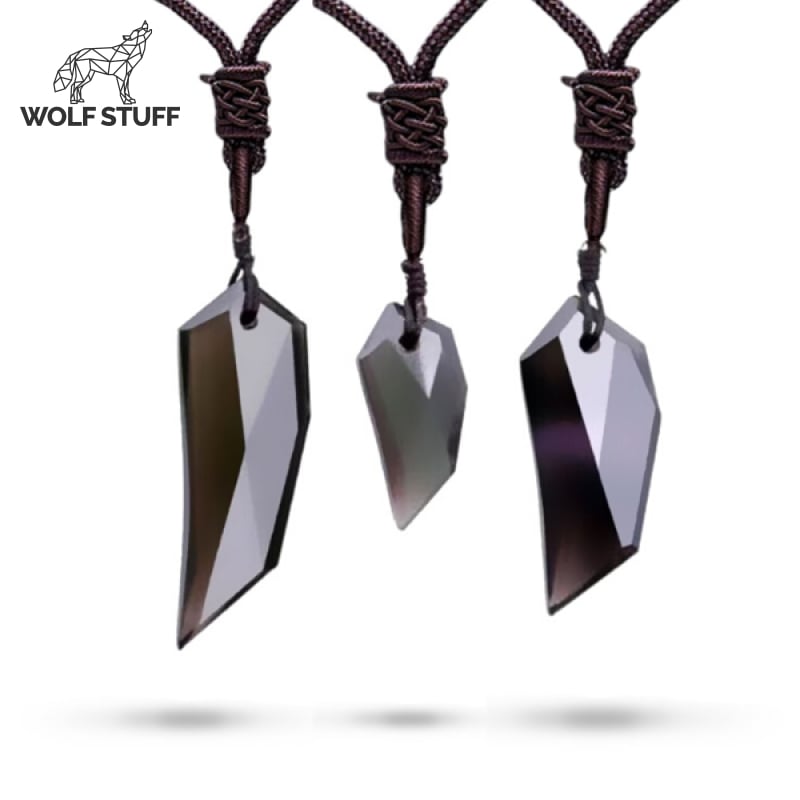 Obsidian Stone Wolf Necklace