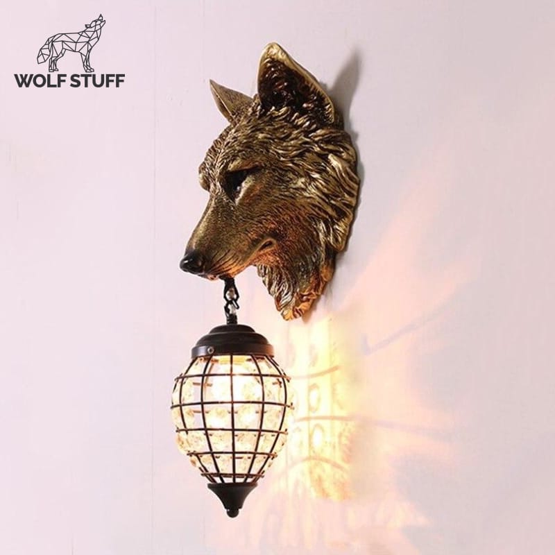 Outdoor wolf statue