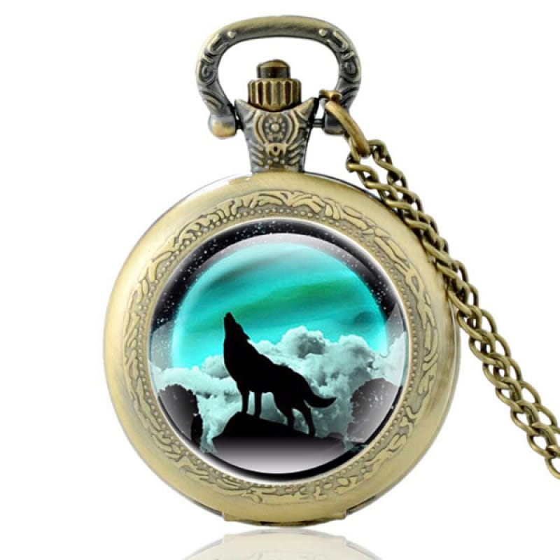 Pocket Watch Gold Wolf